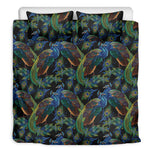 Embroidery Peacock Pattern Print Duvet Cover Bedding Set