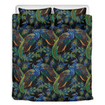Embroidery Peacock Pattern Print Duvet Cover Bedding Set