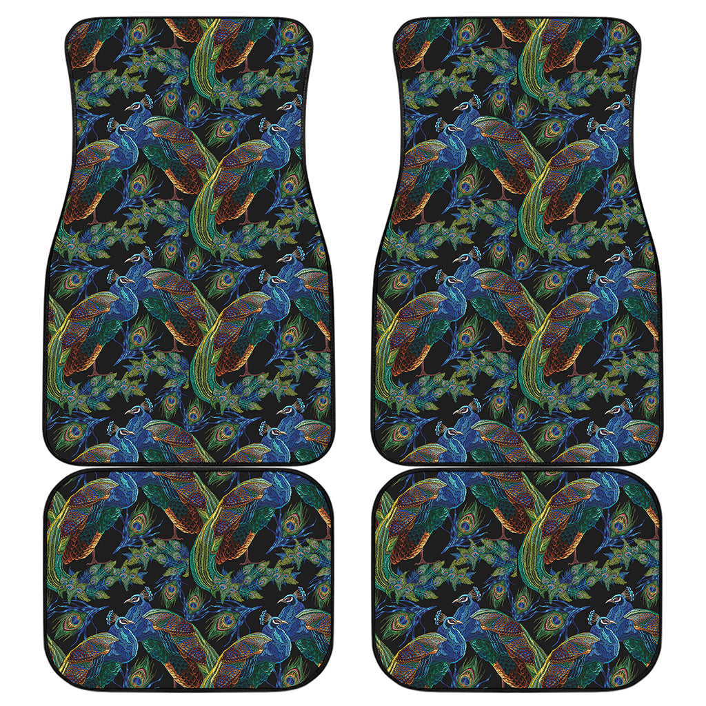 Embroidery Peacock Pattern Print Front and Back Car Floor Mats