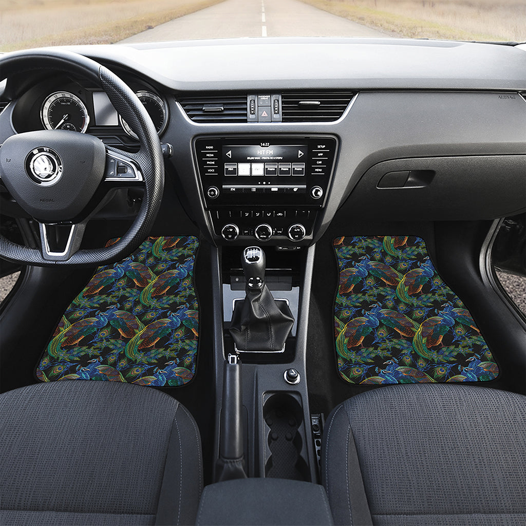 Embroidery Peacock Pattern Print Front and Back Car Floor Mats