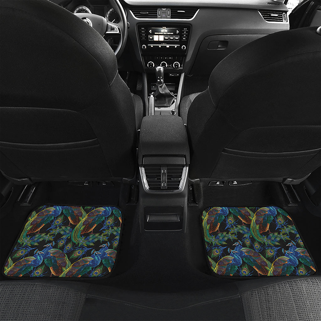 Embroidery Peacock Pattern Print Front and Back Car Floor Mats
