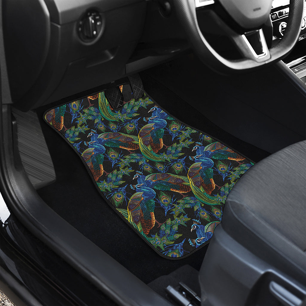 Embroidery Peacock Pattern Print Front and Back Car Floor Mats