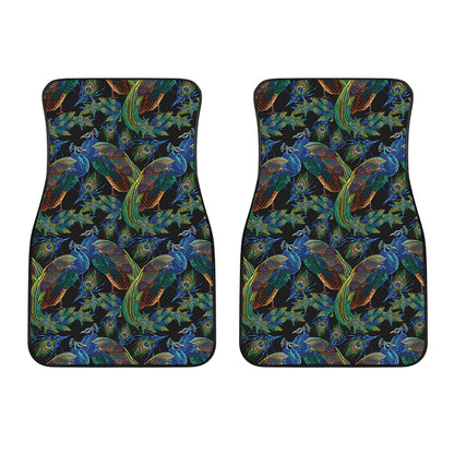 Embroidery Peacock Pattern Print Front Car Floor Mats