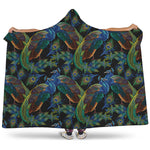 Embroidery Peacock Pattern Print Hooded Blanket