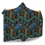 Embroidery Peacock Pattern Print Hooded Blanket