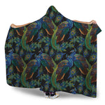 Embroidery Peacock Pattern Print Hooded Blanket
