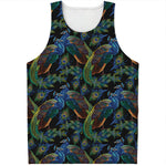 Embroidery Peacock Pattern Print Men's Tank Top