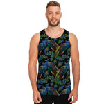 Embroidery Peacock Pattern Print Men's Tank Top