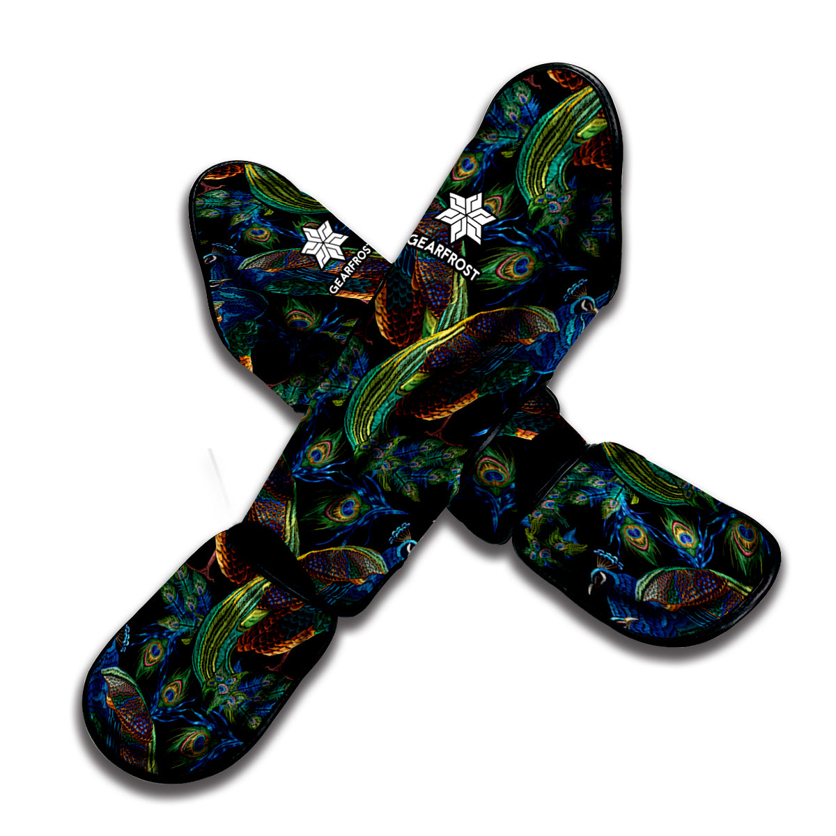 Embroidery Peacock Pattern Print Muay Thai Shin Guard