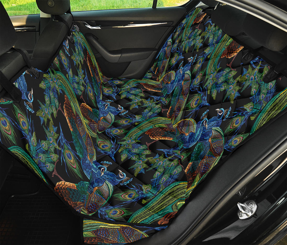 Embroidery Peacock Pattern Print Pet Car Back Seat Cover