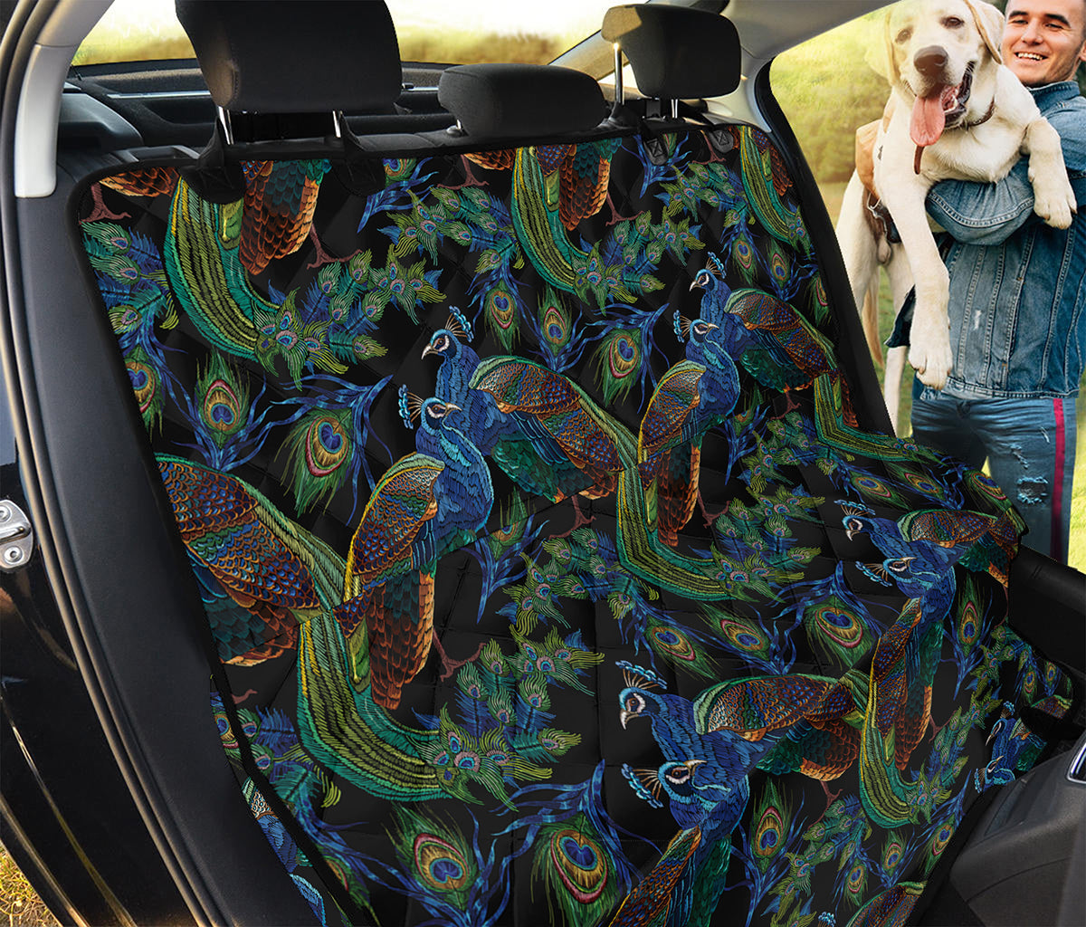 Embroidery Peacock Pattern Print Pet Car Back Seat Cover