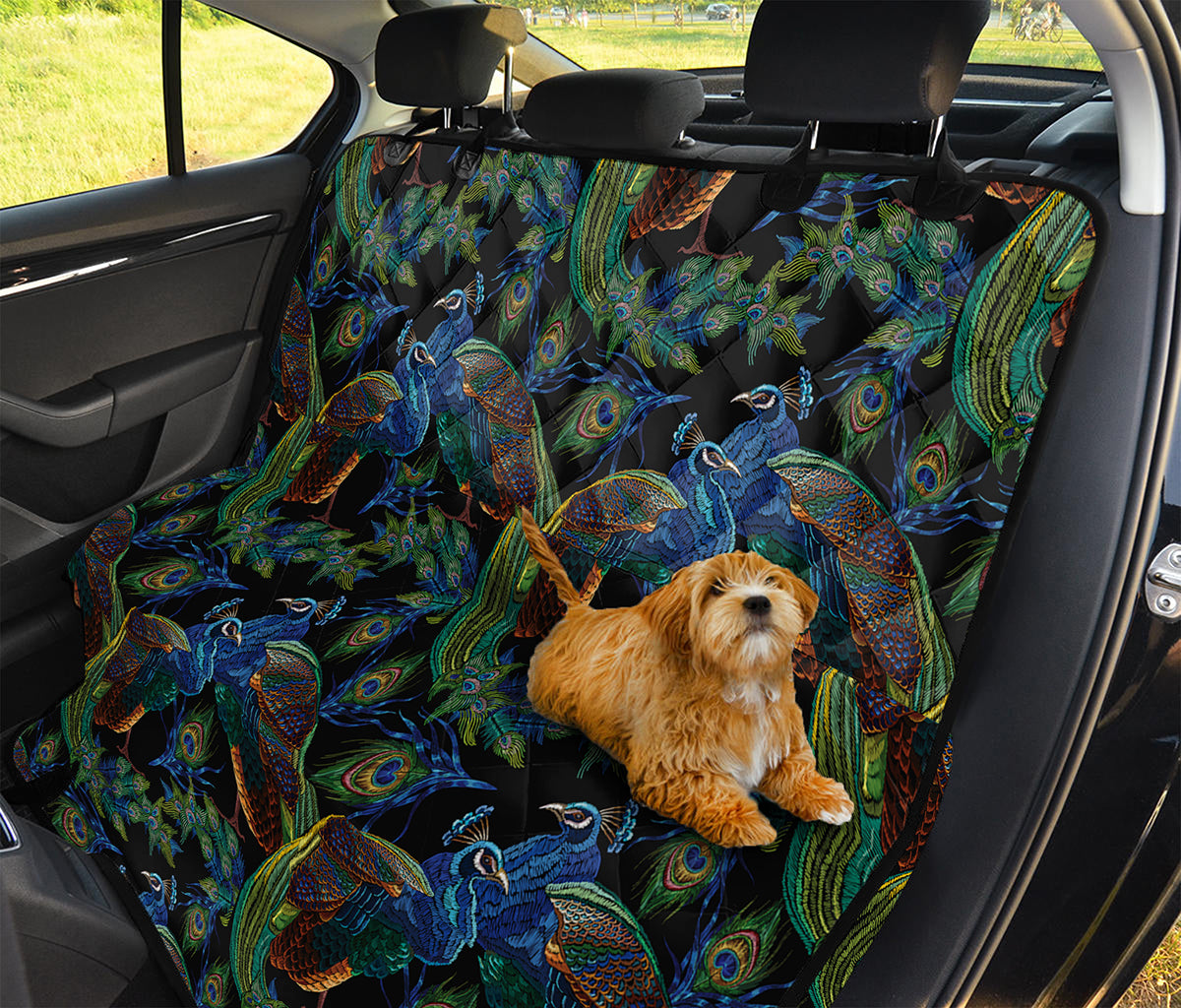 Embroidery Peacock Pattern Print Pet Car Back Seat Cover