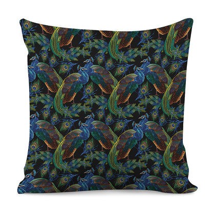 Embroidery Peacock Pattern Print Pillow Cover
