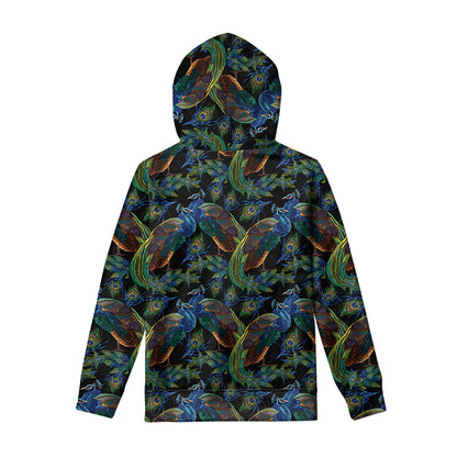 Embroidery Peacock Pattern Print Pullover Hoodie