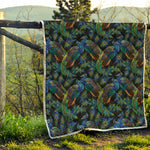 Embroidery Peacock Pattern Print Quilt