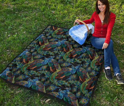 Embroidery Peacock Pattern Print Quilt