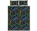 Embroidery Peacock Pattern Print Quilt Bed Set