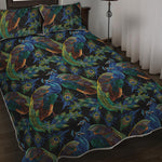 Embroidery Peacock Pattern Print Quilt Bed Set