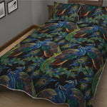 Embroidery Peacock Pattern Print Quilt Bed Set