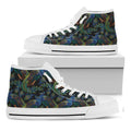 Embroidery Peacock Pattern Print White High Top Sneakers
