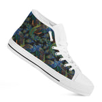 Embroidery Peacock Pattern Print White High Top Shoes