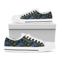 Embroidery Peacock Pattern Print White Low Top Sneakers