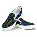Embroidery Peacock Pattern Print White Slip On Sneakers