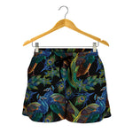 Embroidery Peacock Pattern Print Women's Shorts