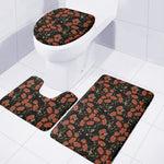 Embroidery Poppy Pattern Print 3 Piece Bath Mat Set