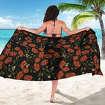 Embroidery Poppy Pattern Print Beach Sarong Wrap