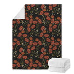 Embroidery Poppy Pattern Print Blanket