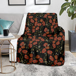 Embroidery Poppy Pattern Print Blanket