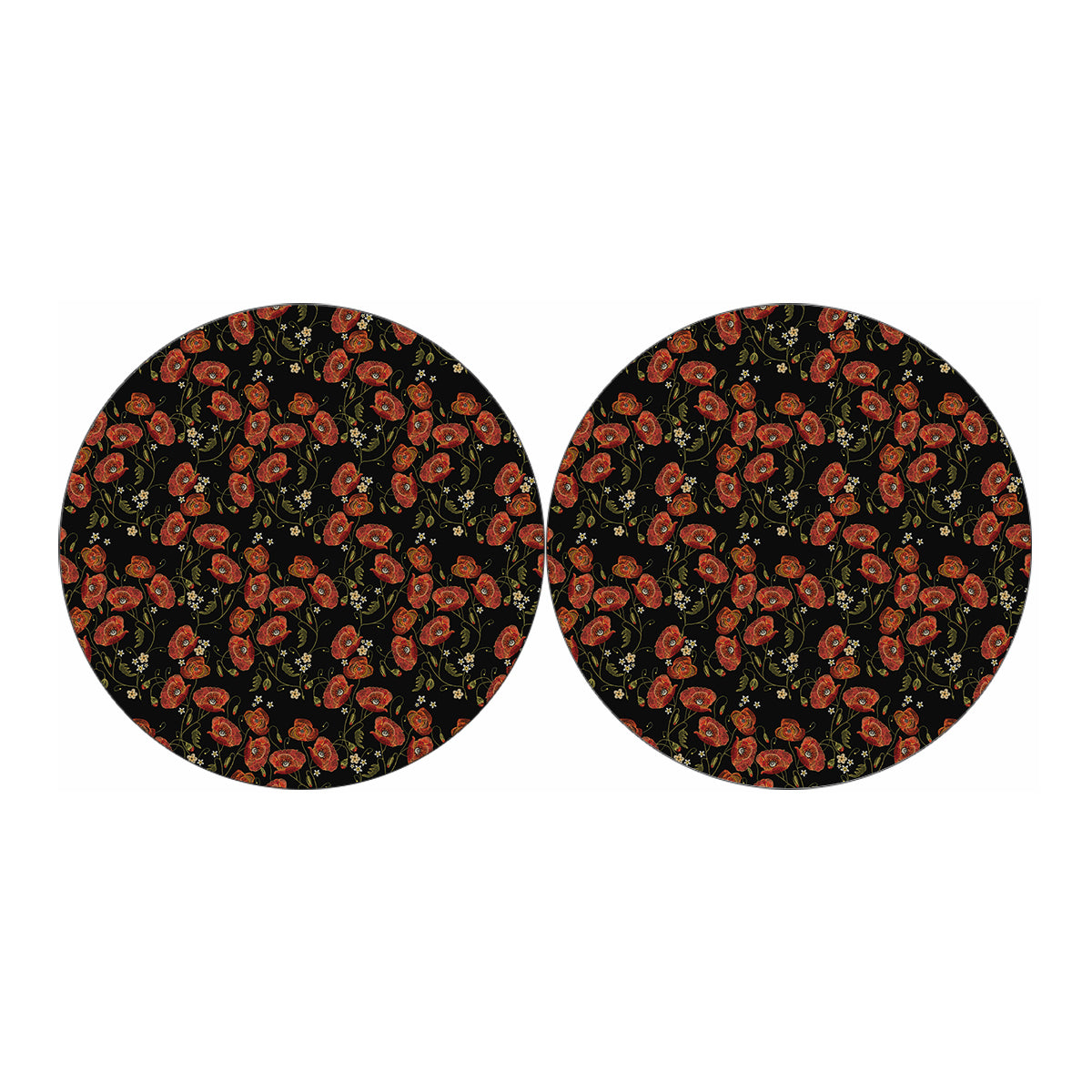 Embroidery Poppy Pattern Print Car Coasters