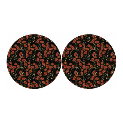 Embroidery Poppy Pattern Print Car Coasters