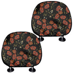 Embroidery Poppy Pattern Print Car Headrest Covers