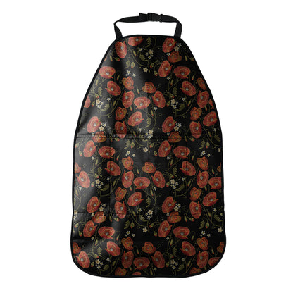 Embroidery Poppy Pattern Print Car Seat Organizers