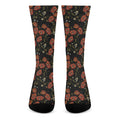 Embroidery Poppy Pattern Print Crew Socks