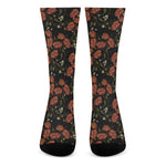 Embroidery Poppy Pattern Print Crew Socks