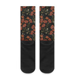 Embroidery Poppy Pattern Print Crew Socks