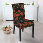 Embroidery Poppy Pattern Print Dining Chair Slipcover