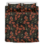 Embroidery Poppy Pattern Print Duvet Cover Bedding Set