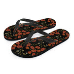 Embroidery Poppy Pattern Print Flip Flops