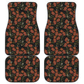 Embroidery Poppy Pattern Print Front and Back Car Floor Mats