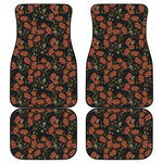 Embroidery Poppy Pattern Print Front and Back Car Floor Mats