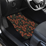 Embroidery Poppy Pattern Print Front and Back Car Floor Mats