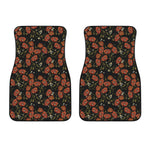 Embroidery Poppy Pattern Print Front Car Floor Mats