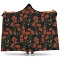 Embroidery Poppy Pattern Print Hooded Blanket