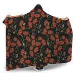 Embroidery Poppy Pattern Print Hooded Blanket