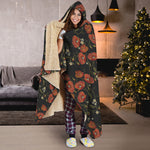 Embroidery Poppy Pattern Print Hooded Blanket