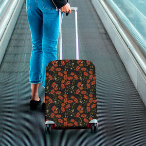 Embroidery Poppy Pattern Print Luggage Cover